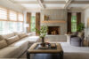 Full view of living room in a Summit New Jersey Colonial Farmhouse with farmhouse interior design elements